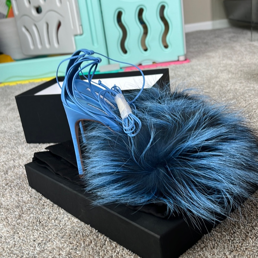 Kendall Miles Blue Furry Heel